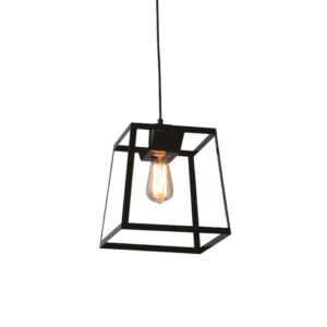 Κρεμαστό Μεταλλικό Φωτιστικό Σε Σχήμα Κύβου Μαύρο 1ΧE27 ACA DECOR  – KS1444P1SBK