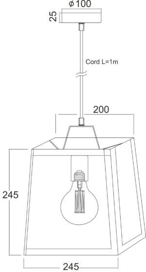 Κρεμαστό Μεταλλικό Φωτιστικό Σε Σχήμα Κύβου Μαύρο 1ΧE27 ACA DECOR  – KS1444P1SBK