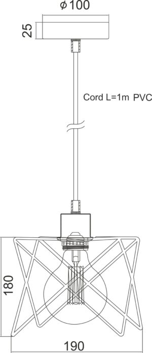 Κρεμαστό Μεταλλικό Φωτιστικό Με Πλέγμα Μαύρο 1ΧE27 ACA DECOR – KS1462P1BK