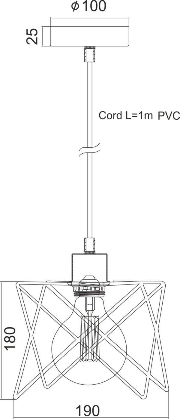 Κρεμαστό Μεταλλικό Φωτιστικό Με Πλέγμα Μαύρο 1ΧE27 ACA DECOR – KS1462P1BK