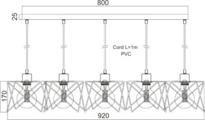 Κρεμαστό Μεταλλικό Φωτιστικό Με Πλέγμα Μαύρο 5ΧE27 ACA DECOR  – KS1462P5BK