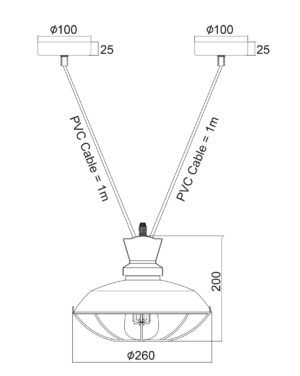 Κρεμαστό Φωτιστικό Καμπάνα Μεταλλική 1xE27 Μαύρο 2 Βάσεων Φ260 ACA DECOR – KS14632BB