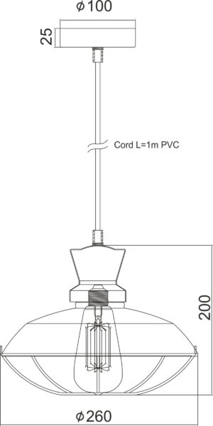 Καμπάνα 1ΧE27 Μεταλλική Μαύρη Πλέγμα Φ260 ACA DECOR – KS1463P1BK