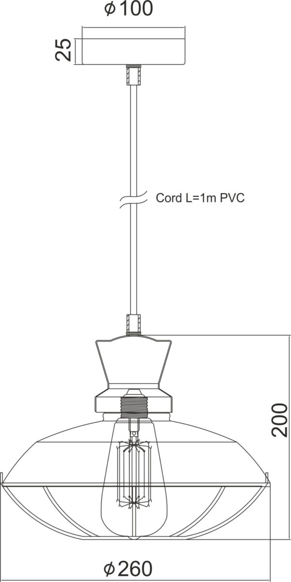 Καμπάνα 1ΧE27 Μεταλλική Μαύρη Πλέγμα Φ260 ACA DECOR – KS1463P1BK
