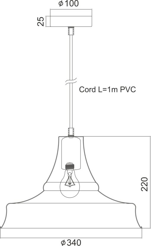 Καμπάνα Μεταλλική Μαύρη Φ340 1ΧE27 ACA DECOR  – KS1477P1BK