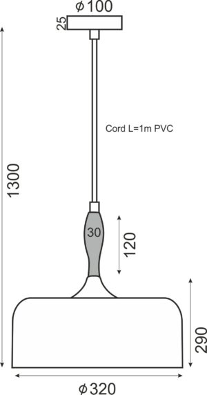Κρεμαστό Φωτιστικό Καμπάνα Μεταλλικό Μαύρο + Ξύλο 1ΧΕ27 Φ320 ACA DECOR  – KS1513P321BK
