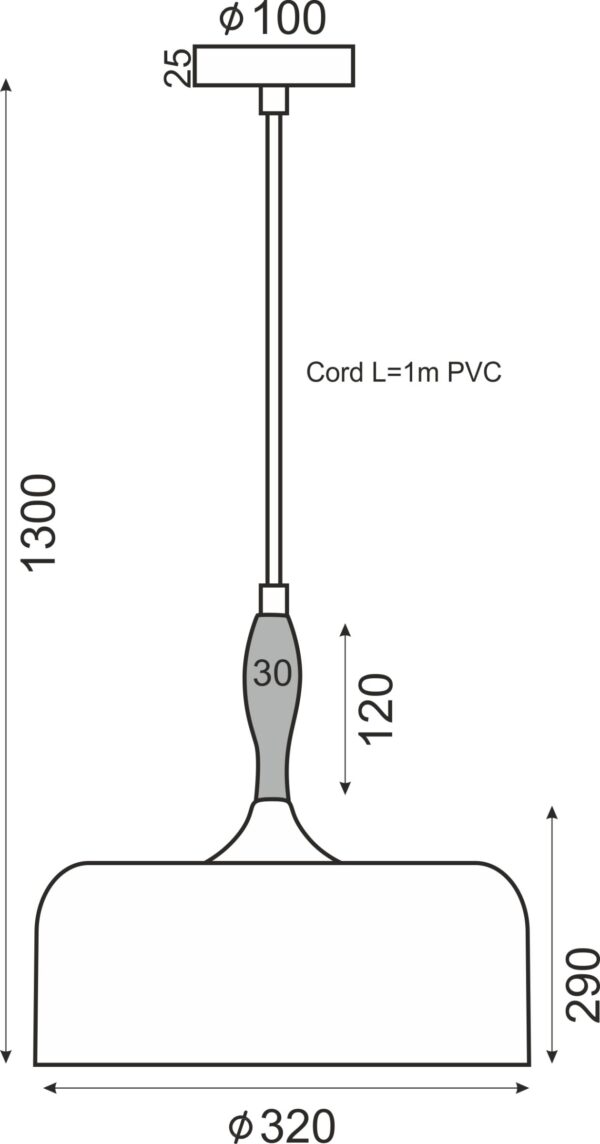 Κρεμαστό Φωτιστικό Καμπάνα Μεταλλικό Μαύρο + Ξύλο 1ΧΕ27 Φ320 ACA DECOR  – KS1513P321BK