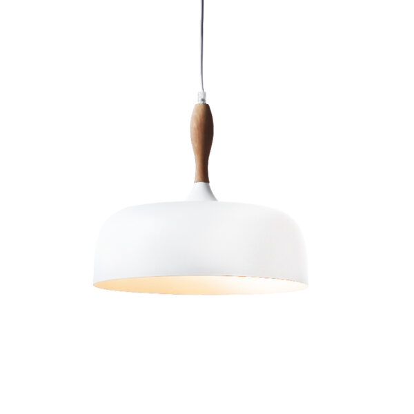 Κρεμαστό Φωτιστικό Καμπάνα Μεταλλικό Λευκό + Ξύλο 1ΧΕ27 Φ320 ACA DECOR – KS1513P321WH