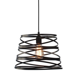 Κρεμαστό Μεταλλικό Μαύρο Σπιράλ Φωτιστικό 1xE27 ACA DECOR  – KS153825PB