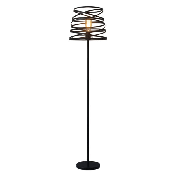 Μεταλλικό Φωτιστικό Δαπέδου 1xE27 Μαύρο Σπιράλ ACA DECOR – KS1538FB