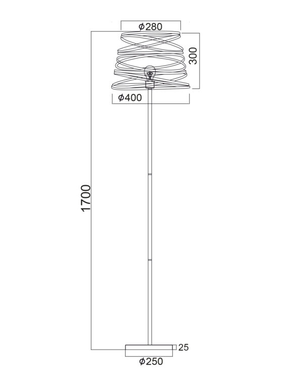 Μεταλλικό Φωτιστικό Δαπέδου 1xE27 Μαύρο Σπιράλ ACA DECOR – KS1538FB