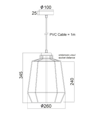 Κρεμαστό Φωτιστικό Μεταλλικό 1xΕ27 Μαύρο Πλέγμα με Ξύλο ACA DECOR Φ260 – KS159326BK