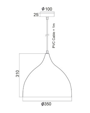 Κρεμαστό Φωτιστικό Μεταλλική Καμπάνα 1xΕ27 Λευκή Φ350 ACA DECOR – KS174335WH