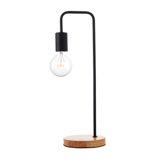 Πορτατίφ 1XE27 Μαύρο Μεταλλικό με Ξύλο ACA DECOR  – KS1755BWD