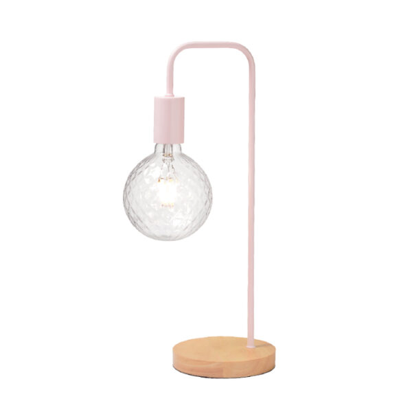 Πορτατίφ 1ΧΕ27 Μεταλλικό Παλ Ροζ με ΞύλοACA DECOR – KS1755TPW