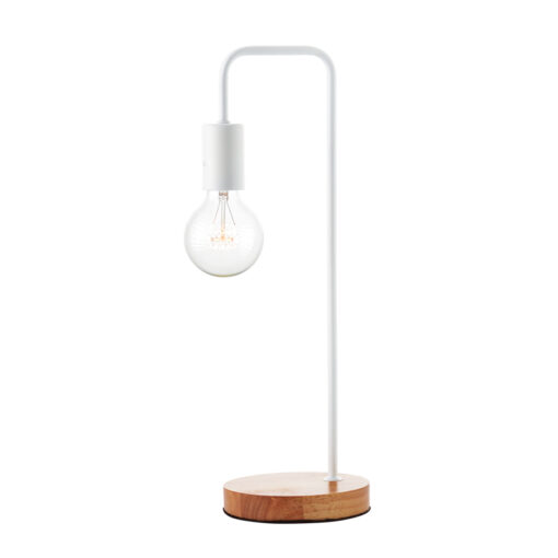 Πορτατίφ 1XE27 Λευκό Μεταλλικό με Ξύλο ACA DECOR  – KS1755WWD