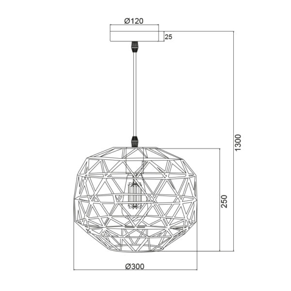 Κρεμαστό 1ΧΕ27 Μεταλλικό Μαύρο Πλέγμα Φ300 ACA DECOR   – KS180430PB