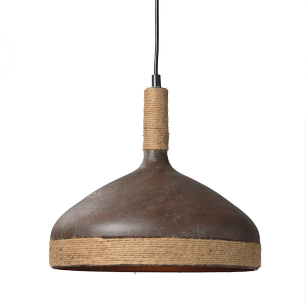 Κρεμαστό Φωτιστικό Μεταλλική Καμπάνα 1xΕ27 Απόχρωση Σκουριά με Σχοινί Φ300 ACA DECOR – KS182630RR