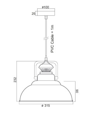 Κρεμαστό Φωτιστικό Μεταλλική Καμπάνα 1xΕ27 Μαύρο με Λευκά Στίγματα Φ315 ACA DECOR – KS184331BW