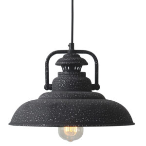 Κρεμαστό Φωτιστικό Μεταλλική Καμπάνα 1xΕ27 Μαύρο με Λευκά Στίγματα Φ315 ACA DECOR – KS184331BW