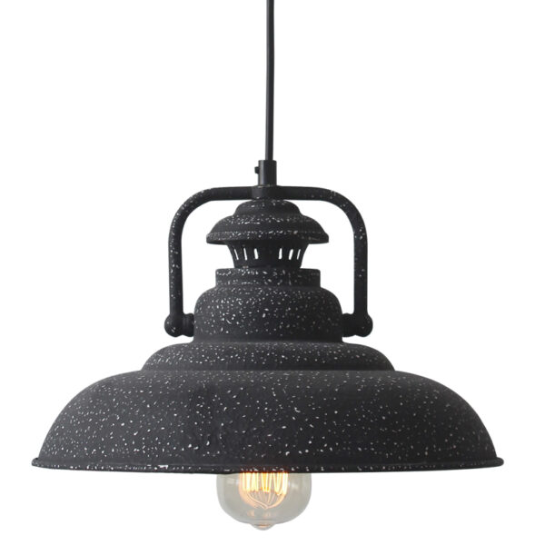 Κρεμαστό Φωτιστικό Μεταλλική Καμπάνα 1xΕ27 Μαύρο με Λευκά Στίγματα Φ315 ACA DECOR – KS184331BW