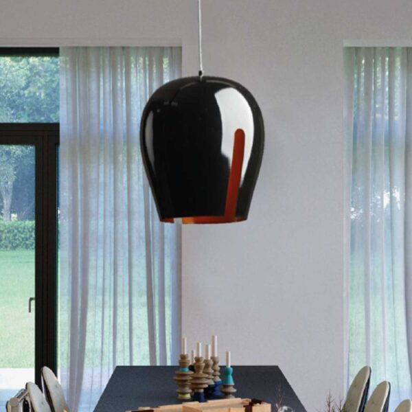 Μεταλλικό Κρεμαστό Φωτιστικό 1xΕ27 Μαύρο με Εγκοπές ACA DECOR – KS184430BG