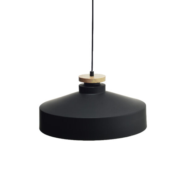 Κρεμαστό Φωτιστικό 1ΧΕ27 Μεταλλικό Μαύρο+Ξύλο Φ410 ACA DECOR   – KS198940PBW