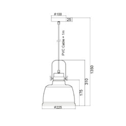 Κρεμαστό Φωτιστικό 1XE27 Μεταλλικό Μαύρο Φ225 ACA DECOR   – KS212622P