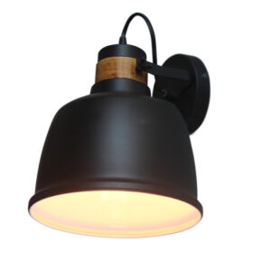 Απλίκα Μεταλλική 1ΧE27 Μαύρη & Απόχρωση Ξύλου ACA DECOR  – KS2126BW