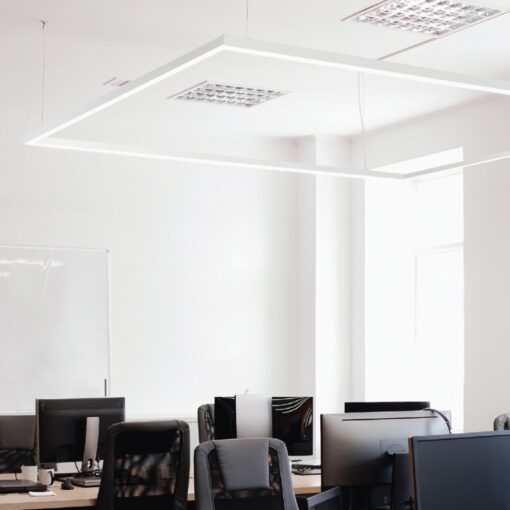 InLight Κρεμαστό φωτιστικό LED 60W 3CCT (By Switch) από αλουμίνιο σε λευκή απόχρωση D:180cm (6072-180-WH)
