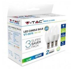 LED Λάμπα E14 4.5W V-TAC 3 Τμχ Ψυχρό Λευκό 6500K – 217265