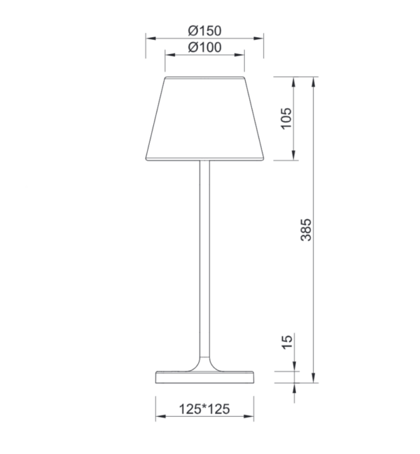 Επιτραπέζιο Επαναφορτιζόμενο Φωτιστικό Πορτατιφ LED 2W Σκόυρο Γκρι Θερμό 3000Κ IP54 με Dimmer ACA – LG2050G-400