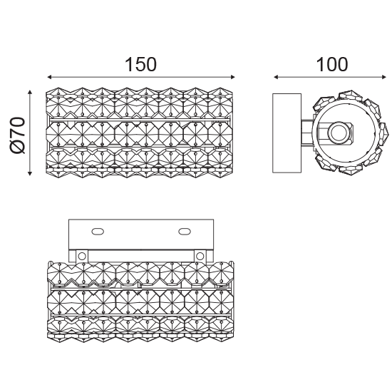 ACA DECOR   – Επίτοιχο Φωτιστικό 1ΧG9 Κρύσταλλο + Χρώμιο Μέταλλο 15Χ10Χ7cm
