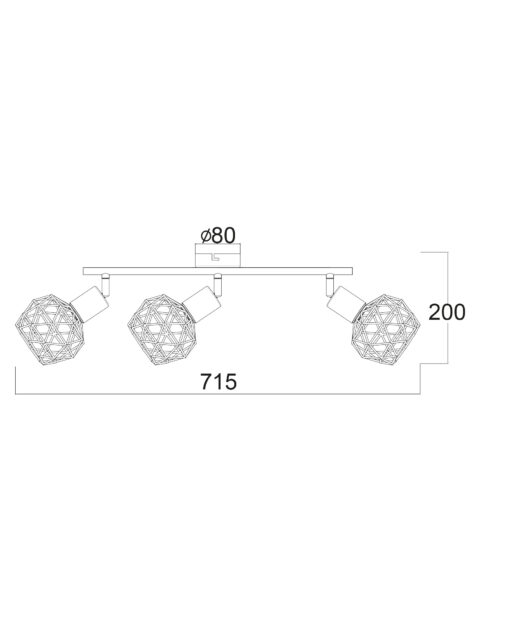 Σποτ III 3XE14 Μαύρο Πλέγμα ACA DECOR  – MC15613B