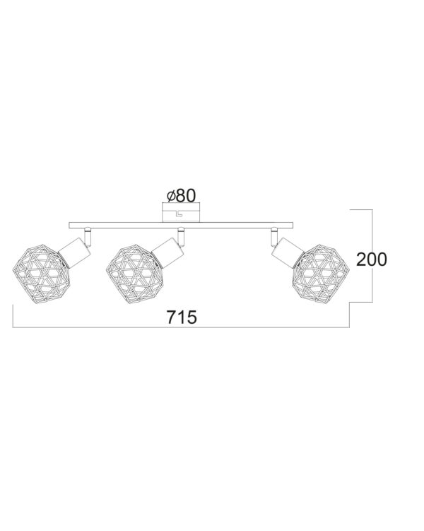 Σποτ III 3XE14 Μαύρο Πλέγμα ACA DECOR  – MC15613B