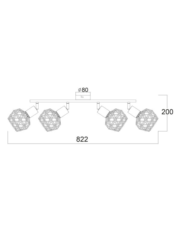 Σποτ IIII 4XE14 Μαύρο Πλέγμα ACA DECOR  – MC15614B