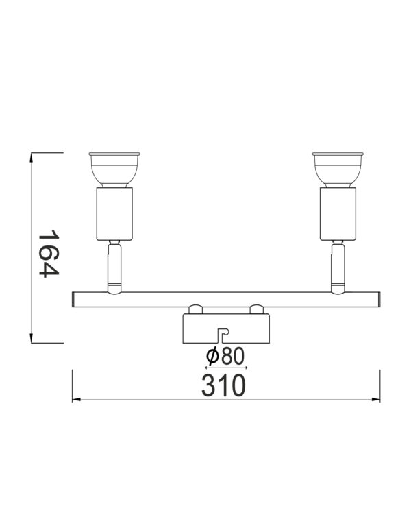 Σποτ II Μαύρο ΜΑΤ 2 Χ GU10 ACA DECOR  – MC634BK2