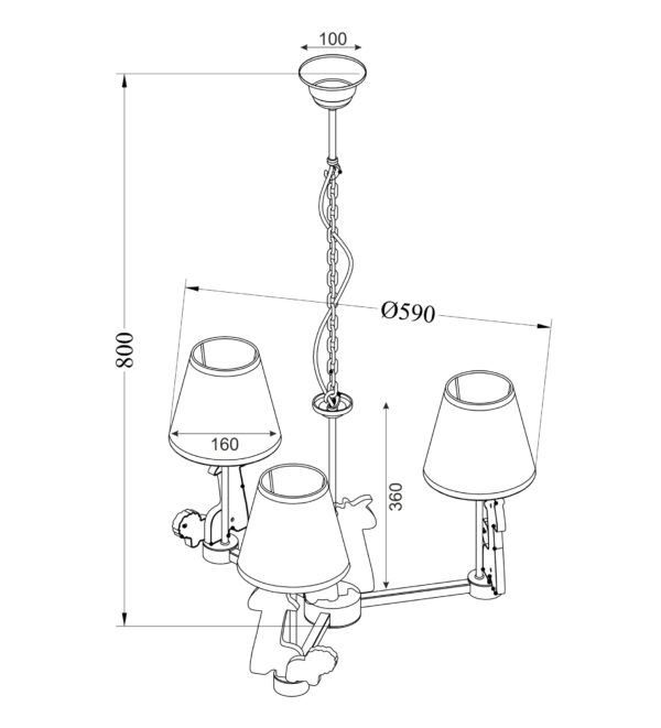 Κρεμαστό Παιδικό Φωτιστικό Ζούγκλα 3xE14 Πολύχρωμο ACA DECOR   – MD04553A