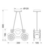 Κρεμαστό Παιδικό Φωτιστικό Άμαξα 2xE27 ACA DECOR  – MD110042P