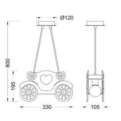 Κρεμαστό Παιδικό Φωτιστικό Άμαξα 2xE27 ACA DECOR  – MD110042P