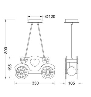 Κρεμαστό Παιδικό Φωτιστικό Άμαξα 2xE27 ACA DECOR  – MD110042P