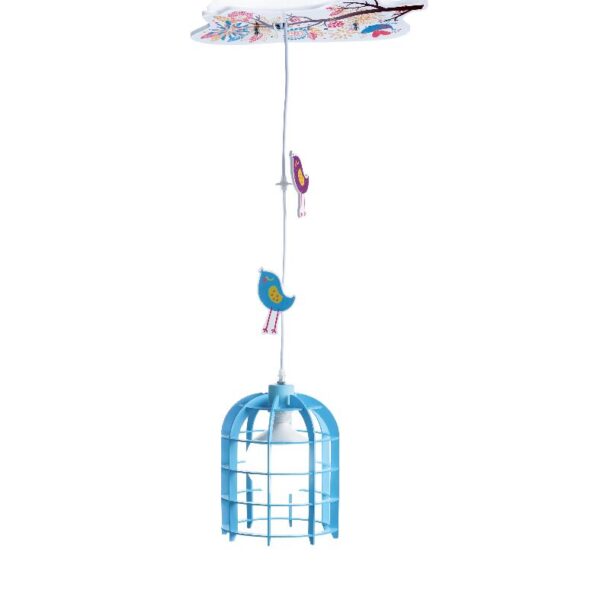 Παιδικό Φωτιστικό Οροφής Γαλάζιο Κλουβί E27 Ø200 ACA DECOR – MD150411B