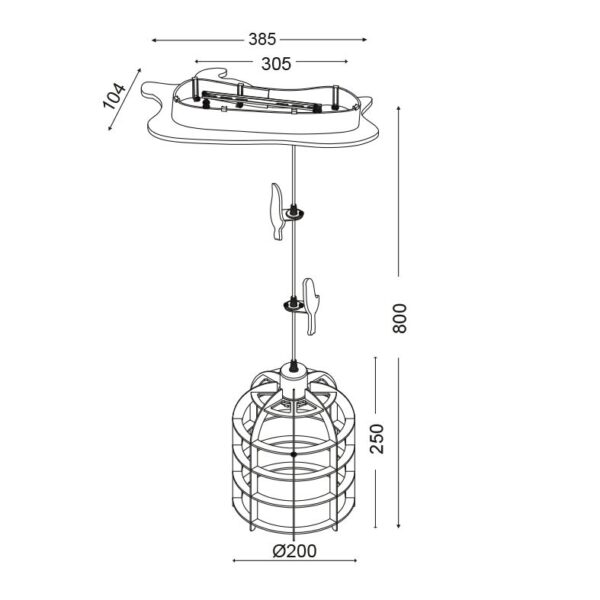 Παιδικό Φωτιστικό Οροφής Γαλάζιο Κλουβί E27 Ø200 ACA DECOR – MD150411B