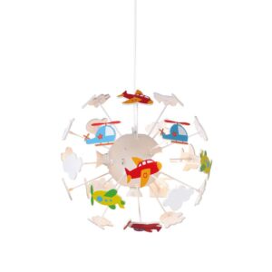 Παιδικό Φωτιστικό Οροφής με Αεροπλάνα 4xE14 Ø350 Πολύχρωμο ACA DECOR – MD160224AIR