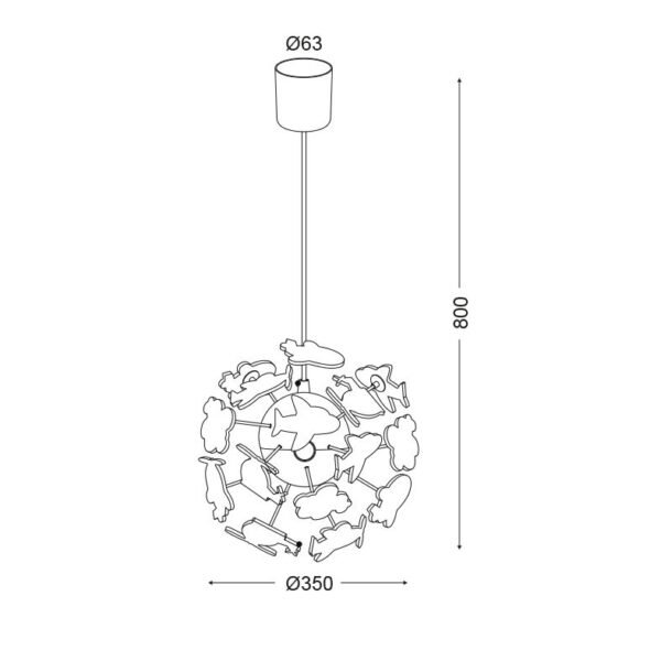 Παιδικό Φωτιστικό Οροφής με Αεροπλάνα 4xE14 Ø350 Πολύχρωμο ACA DECOR – MD160224AIR