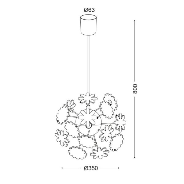 Παιδικό Φωτιστικό Οροφής με Λουλούδια 4xE14 Ø350 Πολύχρωμο ACA DECOR – MD160224FLW
