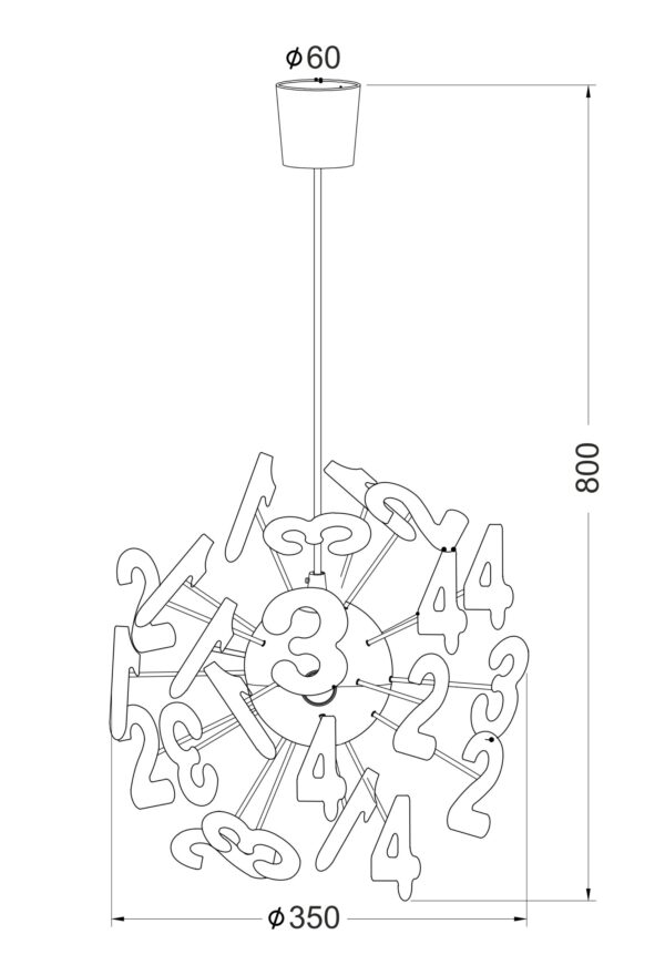 Κρεμαστό Παιδικό Φωτιστικό με Αριθμούς 3xE14 ACA DECOR – MD70853F