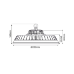 LED HIGH BAY ADJUSTABLE WATTAGE 60/80/100W 200LM/W 5000K 90° 230V AC IP65 Ra>70 50.000HRS ACA – MERIL681050