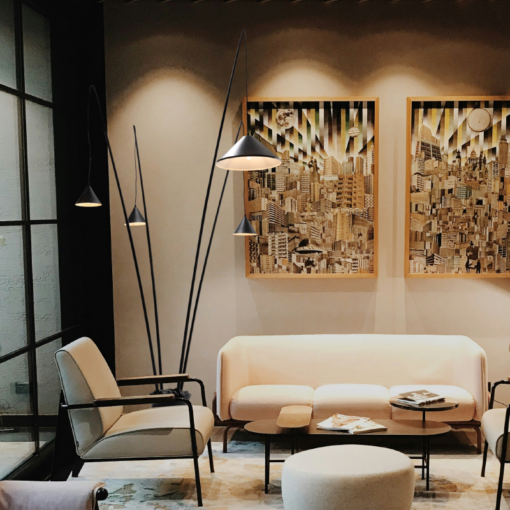 Φωτιστικό Δαπέδου 4ΧE27 Μαύρο Μεταλλικό D100 H250cm DELIA ACA – MF7792