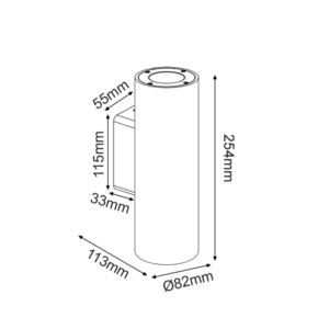 ^ΣΤΡΟΓΓΥΛΟ ΕΠΙΤΟΙΧΟ ΦΩΤΙΣΤΙΚΟ UP-DOWN IP65 2XGU10 ΛΕΥΚΟ ΤΣΙΜΕΝΤΟ ACA – MK0012RW